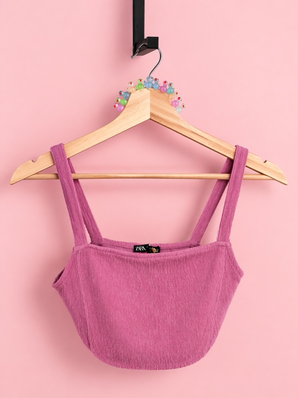 Zara Mauve Ribbed Cropped Tank with Square Neck